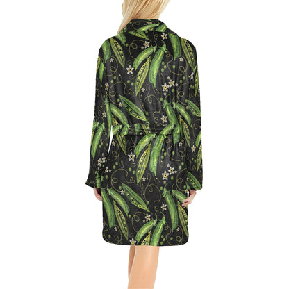 Peas Pattern Print Design A02 Women's Fleece Robe