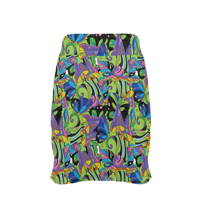 Psychedelic Trippy Mushroom Themed 17" Golf & Pickleball Skort with Pockets