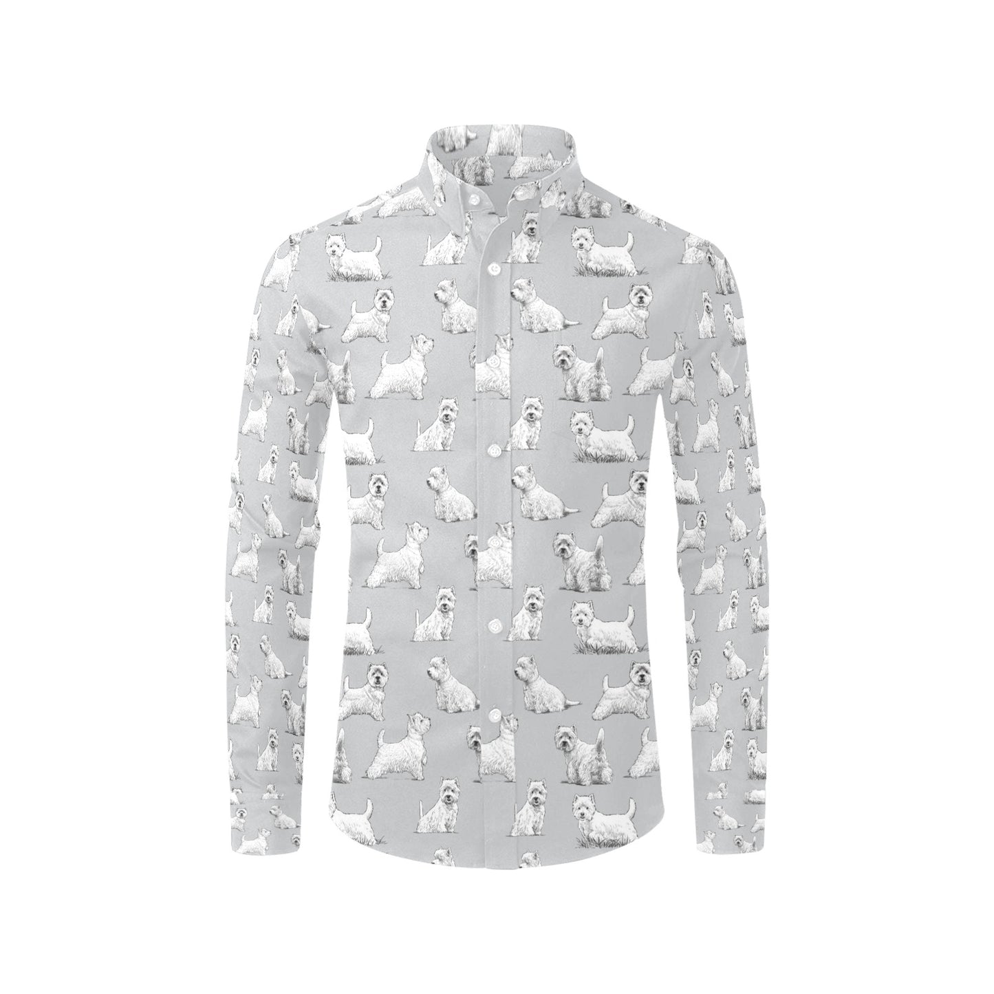 Scottish Terriers Print Design LKS3011 Men's Long Sleeve Dress Shirt