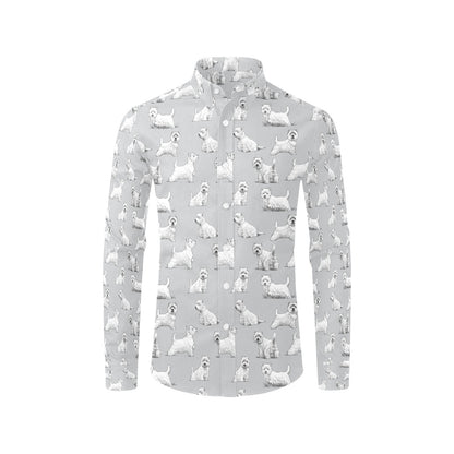 Scottish Terriers Print Design LKS3011 Men's Long Sleeve Dress Shirt