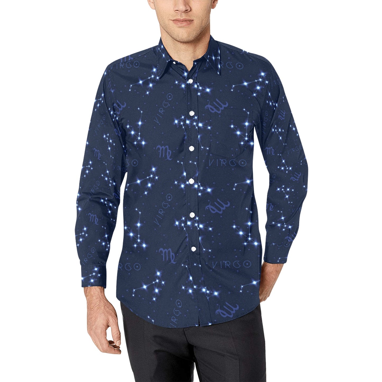 Virgo Print Design LKS303 Men's Long Sleeve Dress Shirt