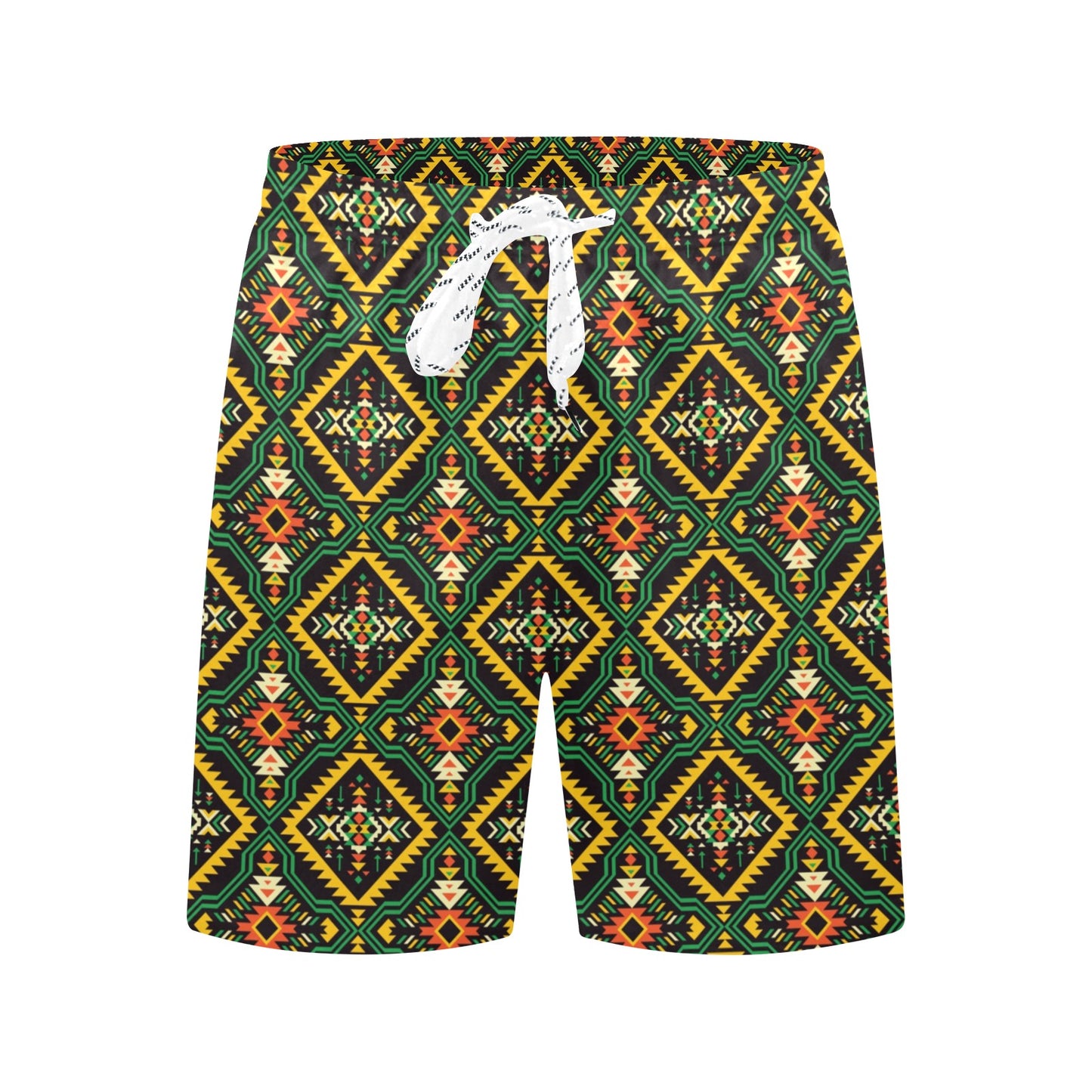 Kente Green Design African Print Men's Swim Trunks Beach Shorts