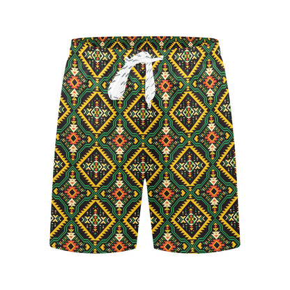 Kente Green Design African Print Men's Swim Trunks Beach Shorts