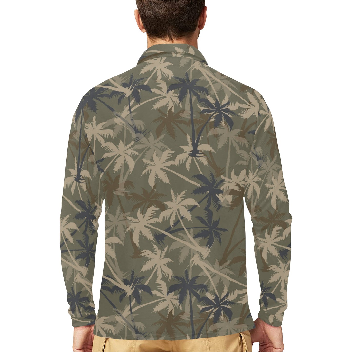 Palm Tree camouflage Long Sleeve Polo Shirt For Men's