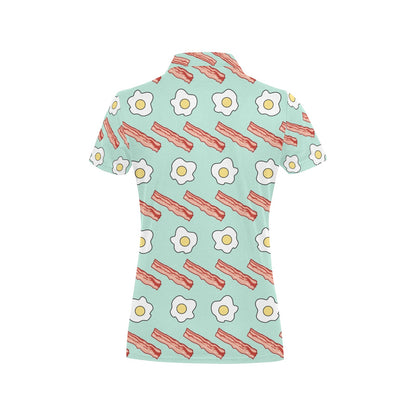Bacon Sausage Pattern Print Design 01 Women's Polo Shirt