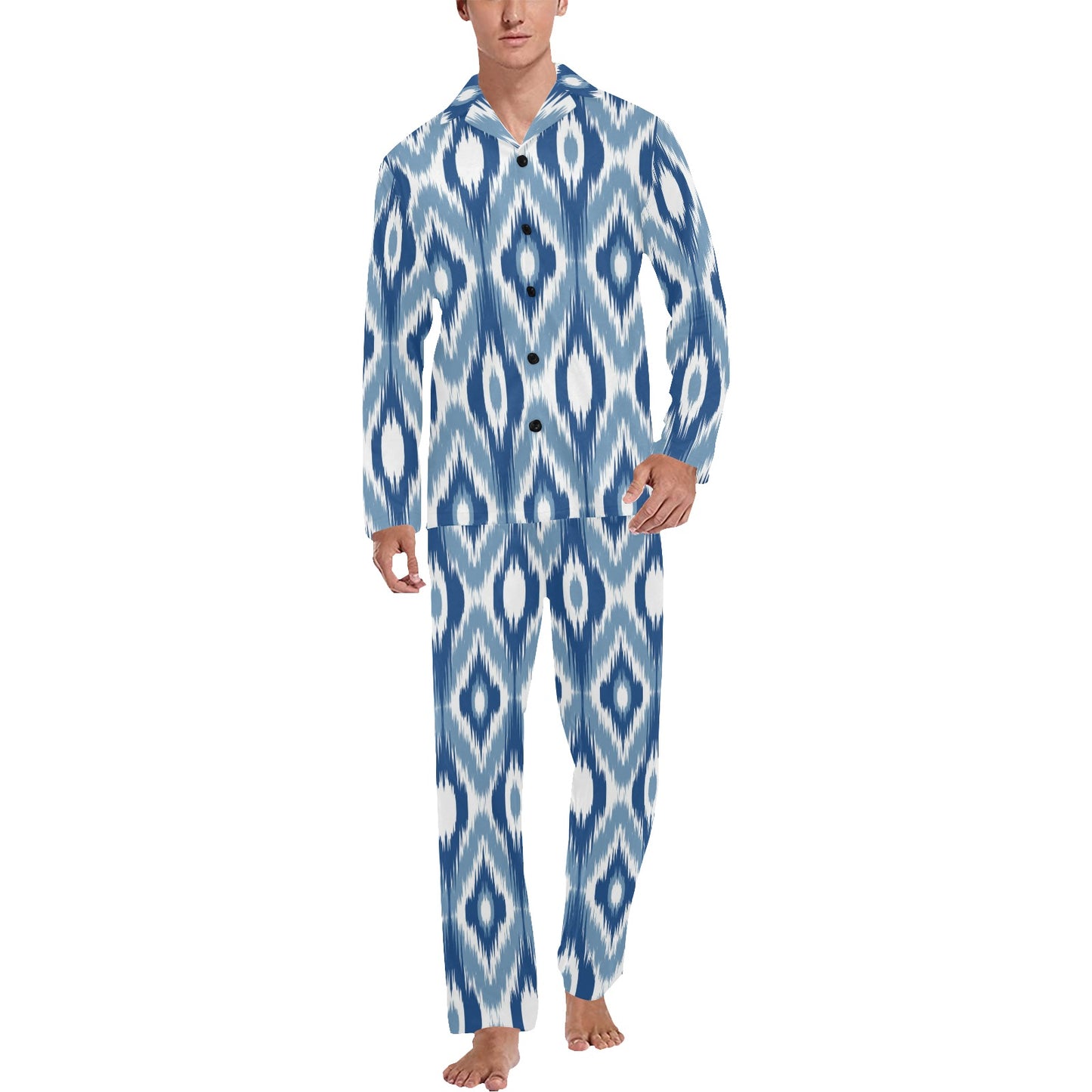 Ikat Pattern Print Design 03 Men's Long Pajama Set