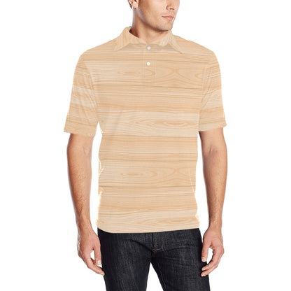 Wood Texture Print Design LKS302 Men Polo Shirt