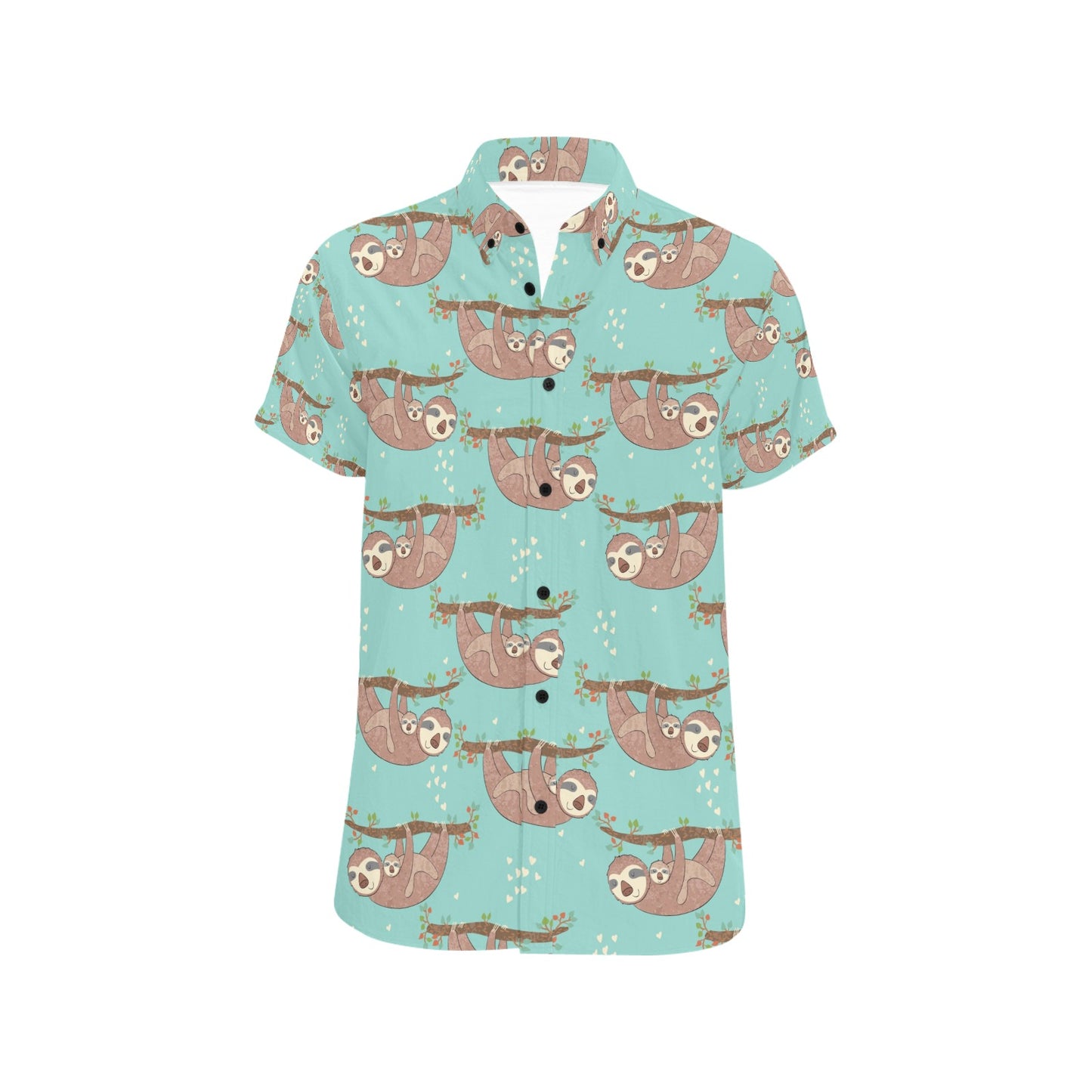 Sloth Print Design LKS302 Men Short Sleeve Button Up Shirt
