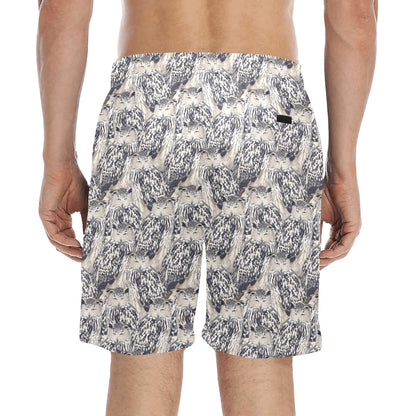 Owl Realistic Themed Design Print Men's Swim Trunks Beach Shorts