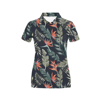 Bird Of Paradise Pattern Print Design BOP02 Women's Polo Shirt