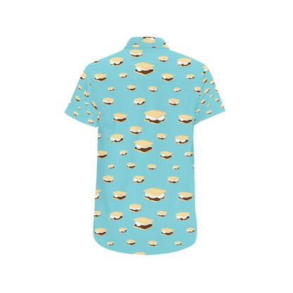 S_Mores Print Design LKS302 Men Short Sleeve Button Up Shirt
