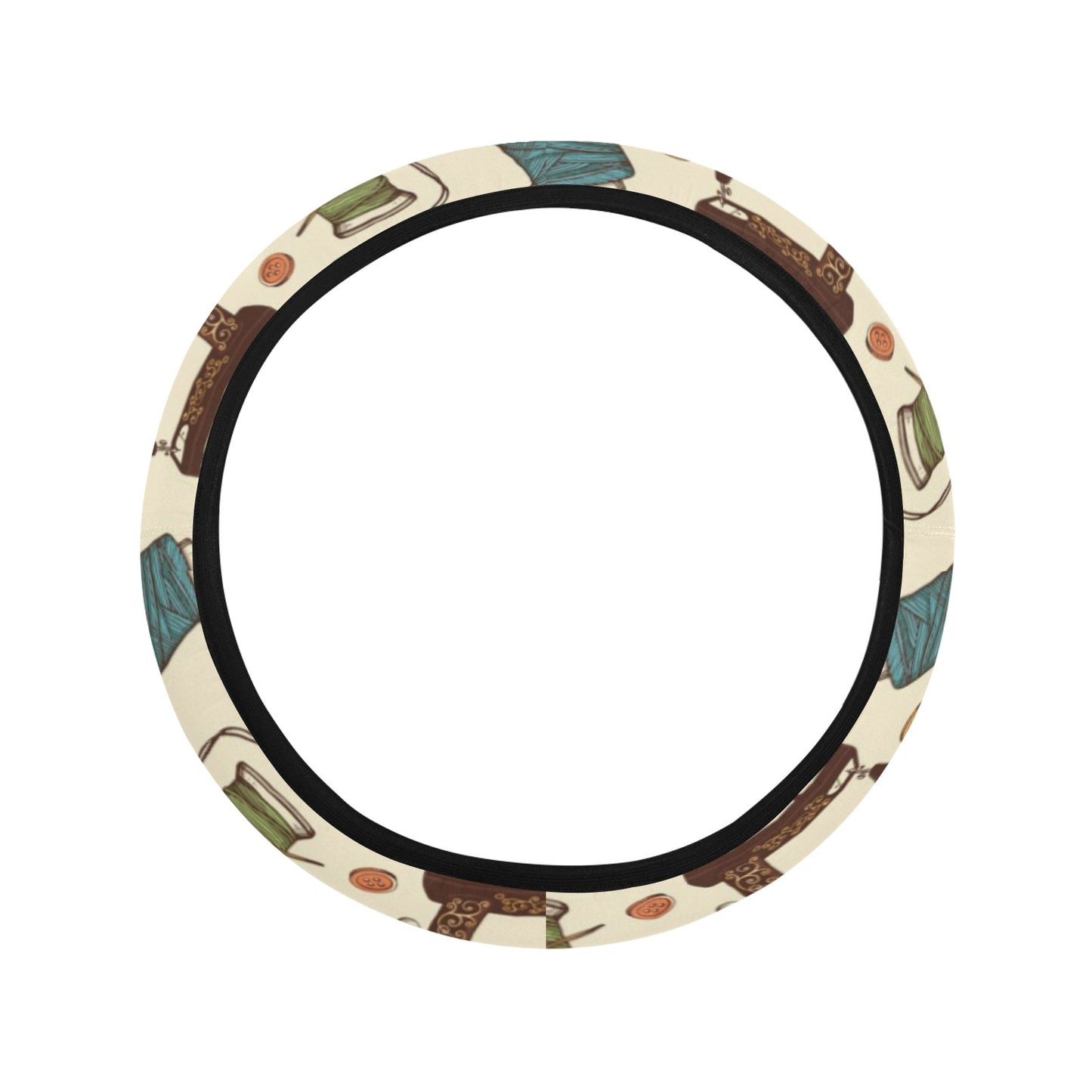 Sewing Equipment Print Design LKS303 Steering Wheel Cover with Elastic Edge