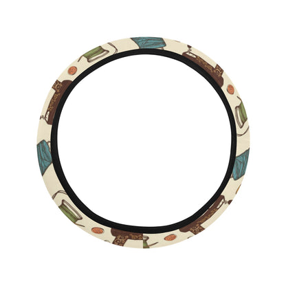 Sewing Equipment Print Design LKS303 Steering Wheel Cover with Elastic Edge