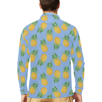 Pineapple Pattern Print Design A04 Long Sleeve Polo Shirt For Men's