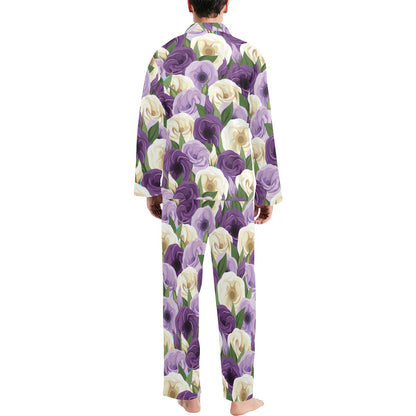 Lisianthus Pattern Print Design LT01 Men's Long Pajama Set