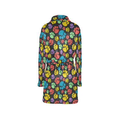 Paw Colorful Print Women's Fleece Robe