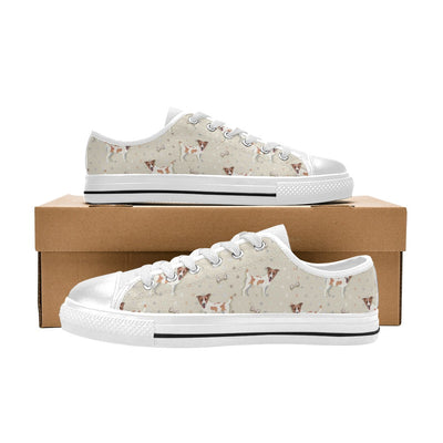 Russell Terriers With Bone Print Design LKS302 Women's White Low Top Shoes