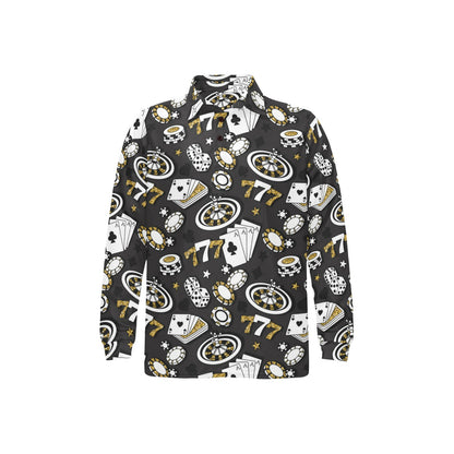 Casino Pattern Print Design 05 Long Sleeve Polo Shirt For Men's