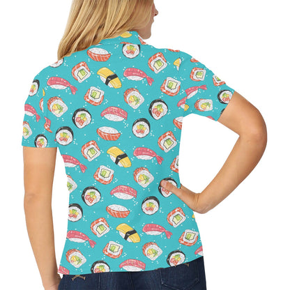 Sushi Print Design LKS305 Women's Polo Shirt