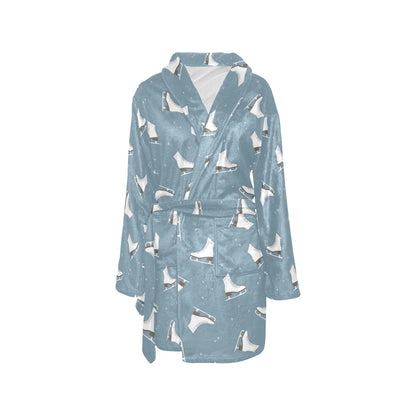 Ice Skate Pattern Print Design 02 Women's Fleece Robe