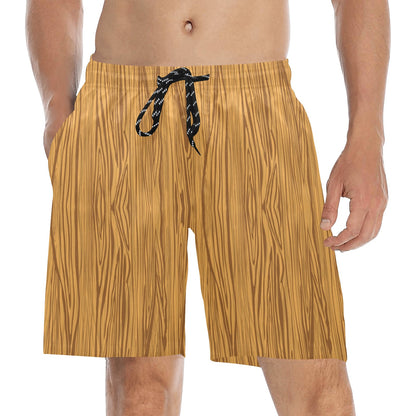Wood Texture Print Design LKS301 Men's Swim Trunks Beach Shorts