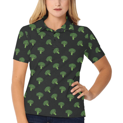 Broccoli Pattern Print Design 04 Women's Polo Shirt