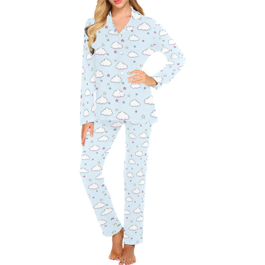 Cloud Pattern Print Design 01 Women's Long Pajama Set