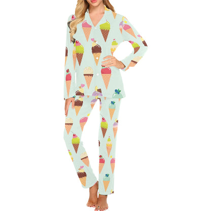 Ice Cream Pattern Print Design 03 Women's Long Pajama Set