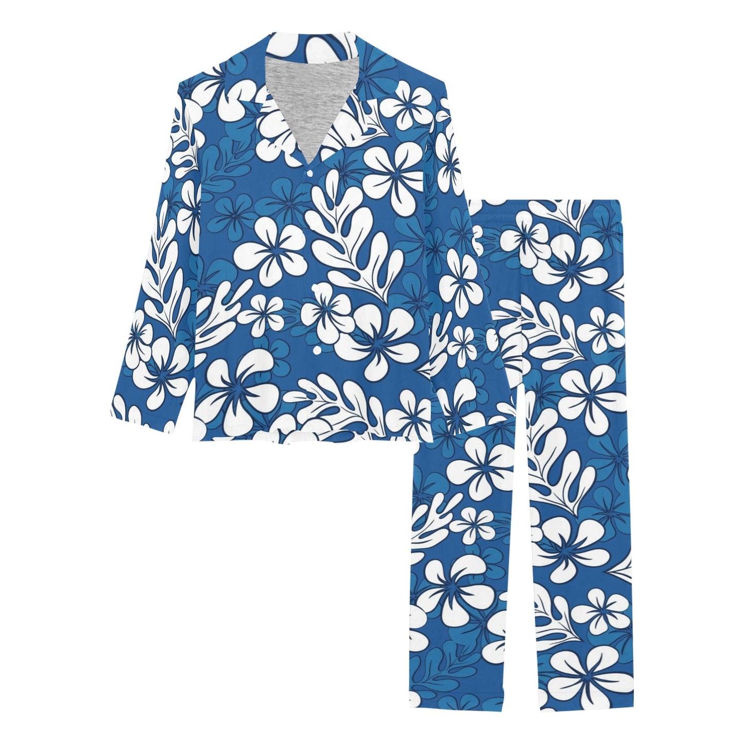 Plumeria Pattern Print Design PM015 Women's Long Pajama Set