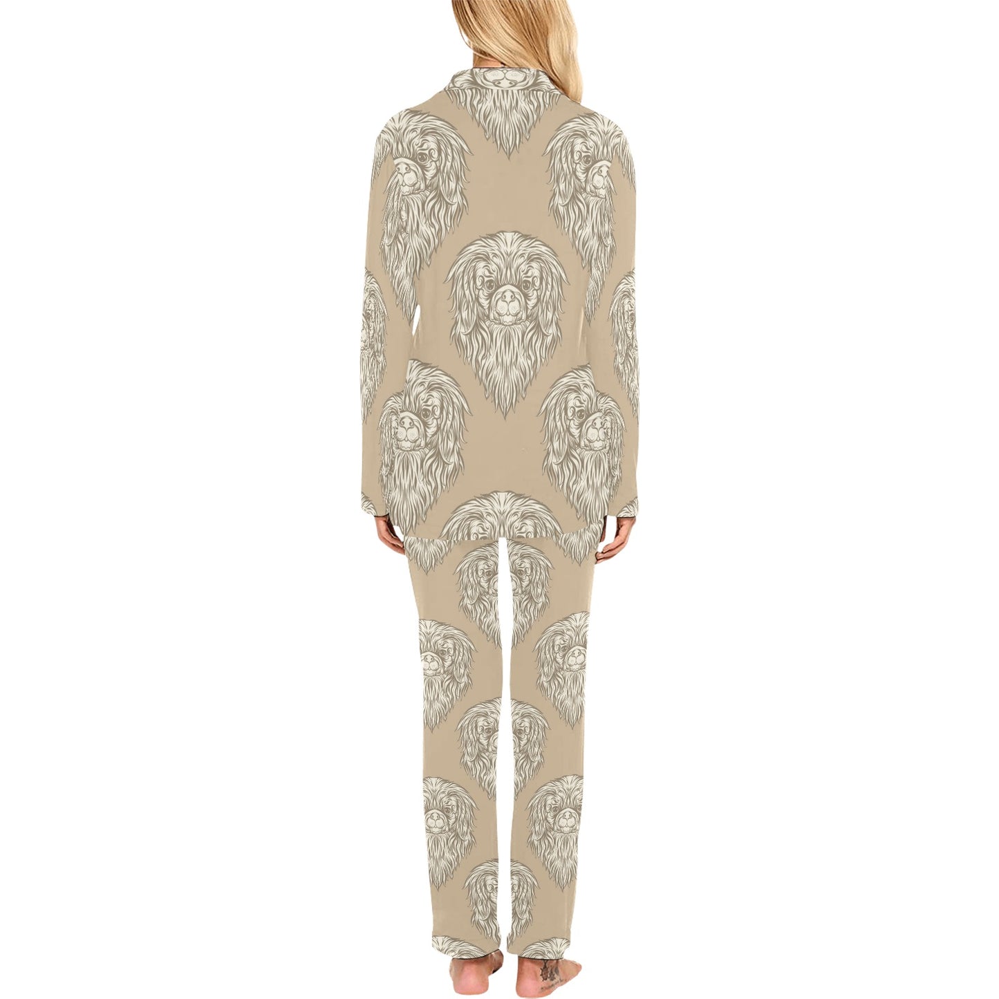 Pekingese Pattern Print Design A01 Women's Long Pajama Set