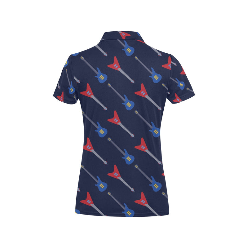 Electric Guitar Pattern Print Design 01 Women's Polo Shirt