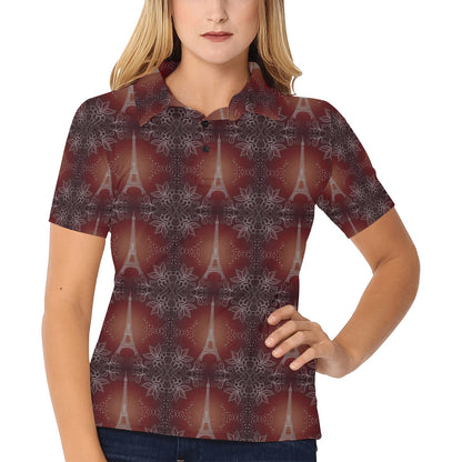 Eiffel Tower Drawing Print Women's Polo Shirt