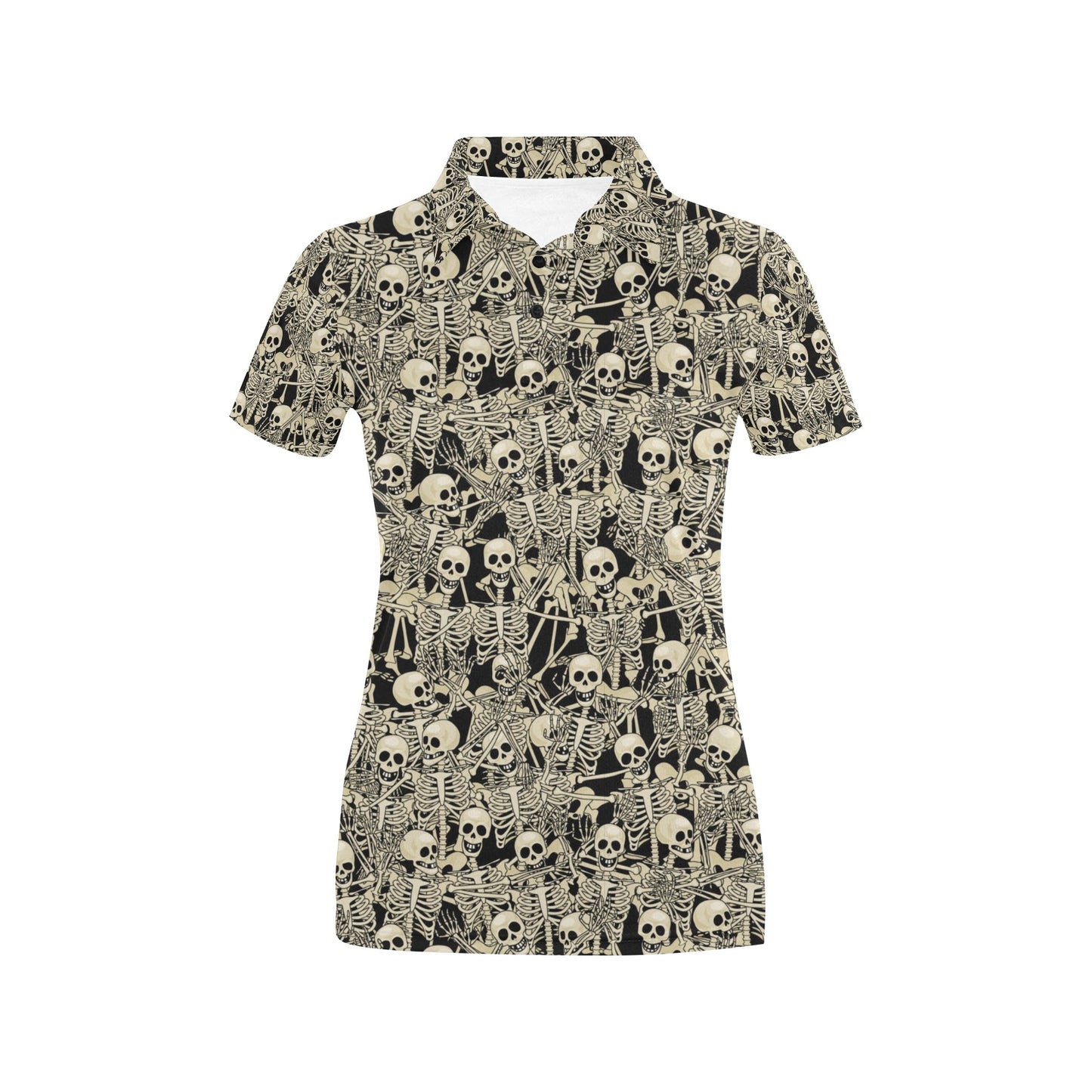 Skeleton Design Print Women's Polo Shirt