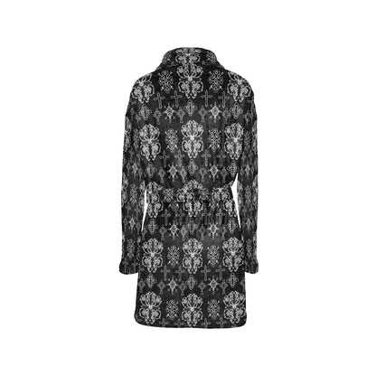 Cross Pattern Print Design 04 Women's Fleece Robe