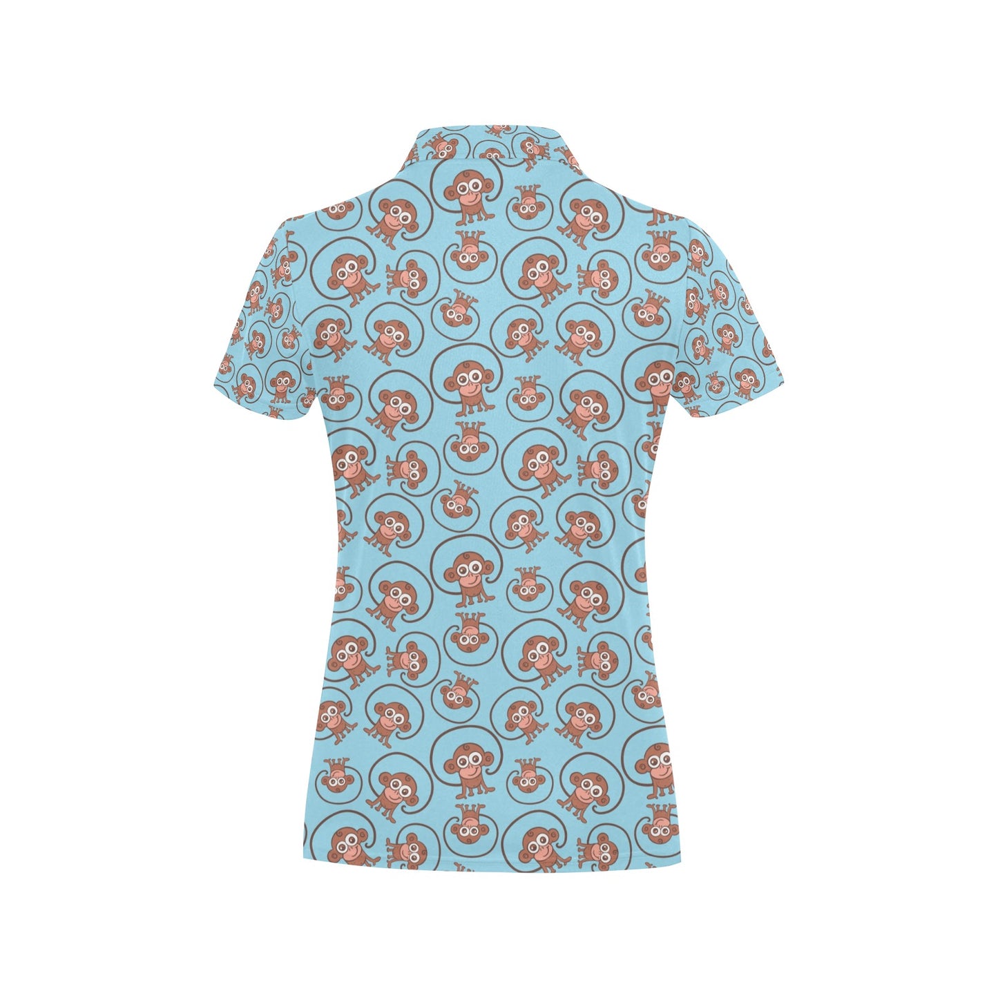 Monkey Cute Design Themed Print Women's Polo Shirt