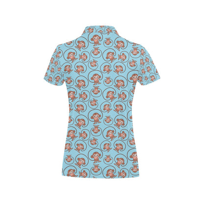 Monkey Cute Design Themed Print Women's Polo Shirt