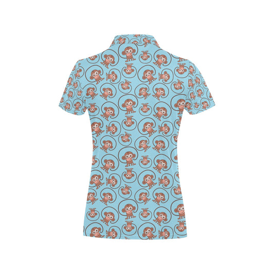 Monkey Cute Design Themed Print Women's Polo Shirt