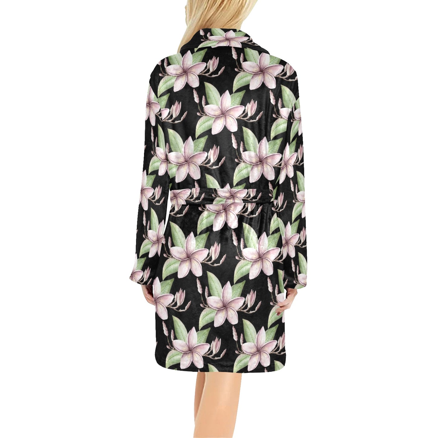 Plumeria Pattern Print Design PM02 Women's Fleece Robe