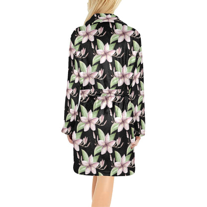 Plumeria Pattern Print Design PM02 Women's Fleece Robe