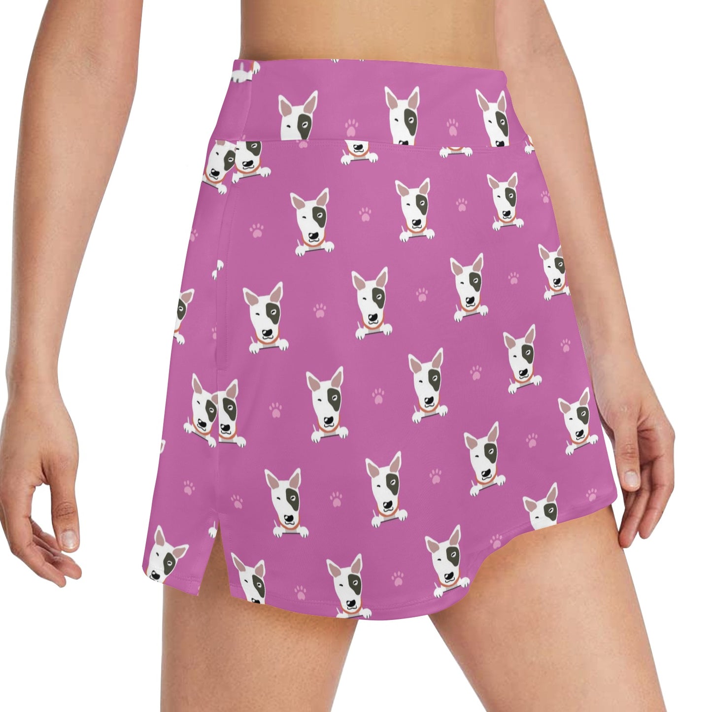 Bull Terrier Happy Print Pattern 17" Golf & Pickleball Skort with Pockets