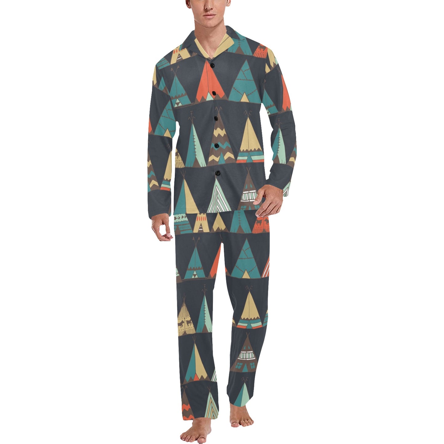 Tribal native american tent Aztec Men's Long Pajama Set