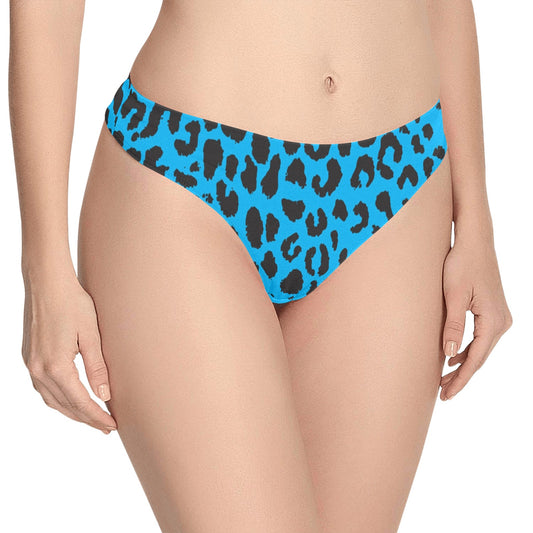 Cheetah Blue Print Pattern Women's Thongs