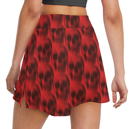 Skull Red Print Design LKS306 17" Golf & Pickleball Skort with Pockets