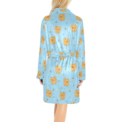 Pomeranians Pattern Print Design A03 Women's Fleece Robe