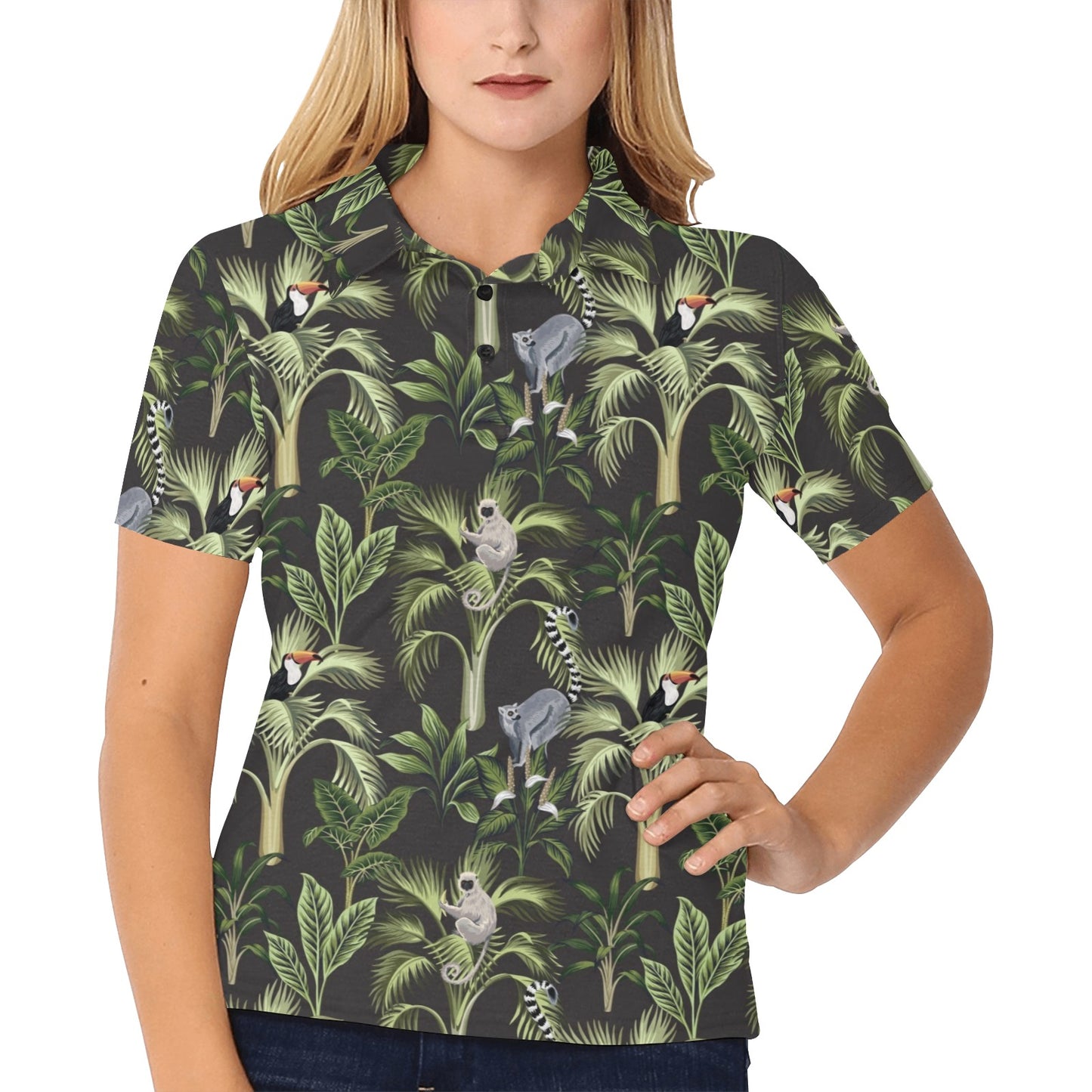 Rainforest Pattern Print Design RF05 Women's Polo Shirt