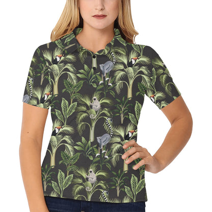 Rainforest Pattern Print Design RF05 Women's Polo Shirt