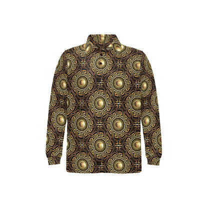 Ancient Greek Print Design LKS3012 Long Sleeve Polo Shirt For Men's