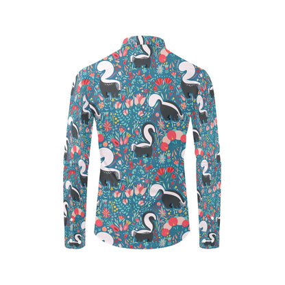 Skunk Print Design LKS302 Men's Long Sleeve Dress Shirt