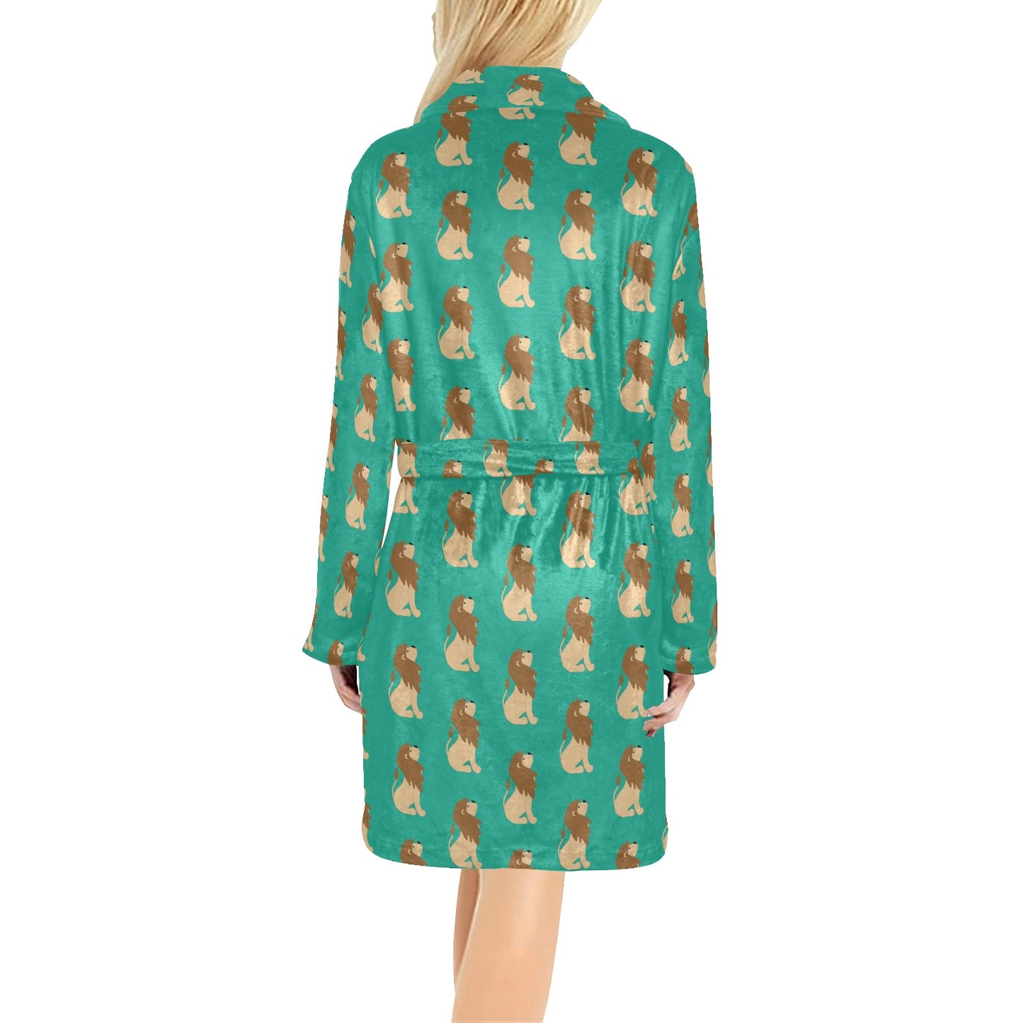 Lion Pattern Print Design 02 Women's Fleece Robe