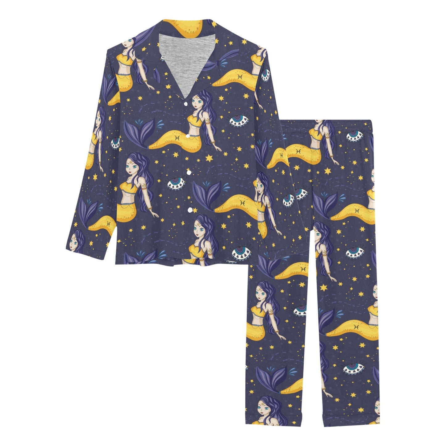 Pisces Pattern Print Design A04 Women's Long Pajama Set